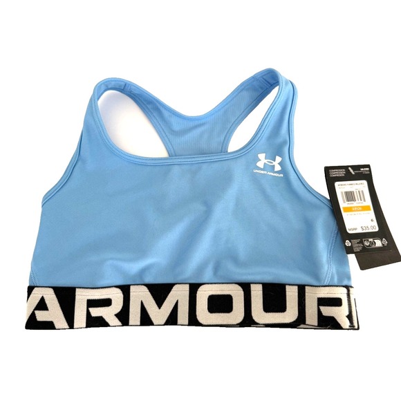 Under Armour HeatGear Armour Mid Branded Sports Bra Women's Small Blue - Picture 3 of 3